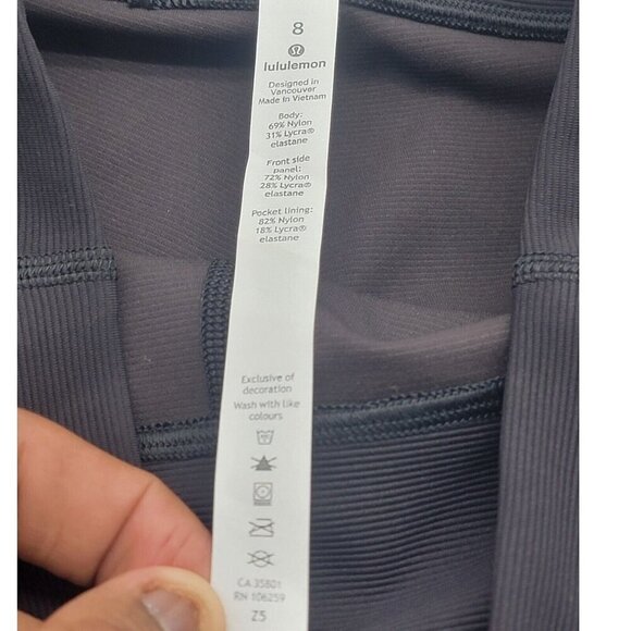 Lululemon Legging Women 8 Black Wunder Under Hi-Rise 28" Rib Crossfit Athleisure - Picture 7 of 9